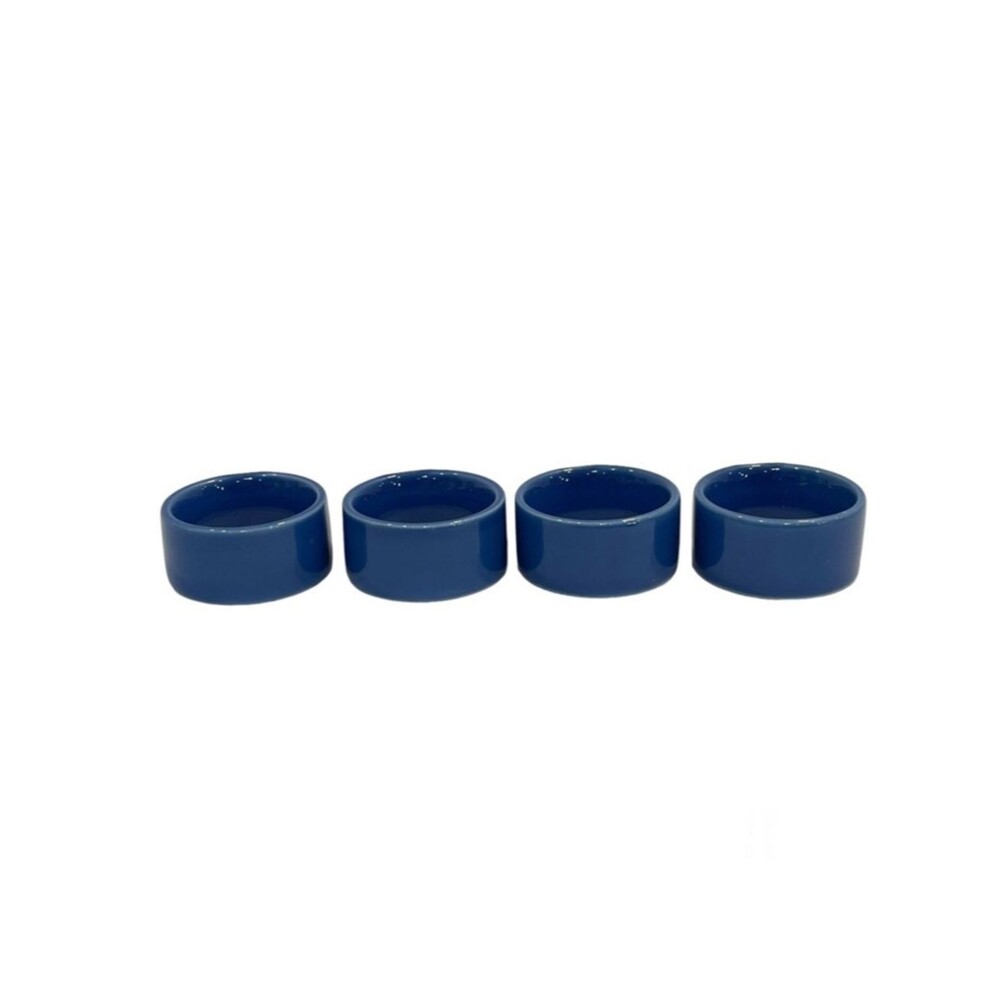 Vintage Blue Porcelain Napkin Rings Smooth Finish Timeless Everyday Casual 4 Set